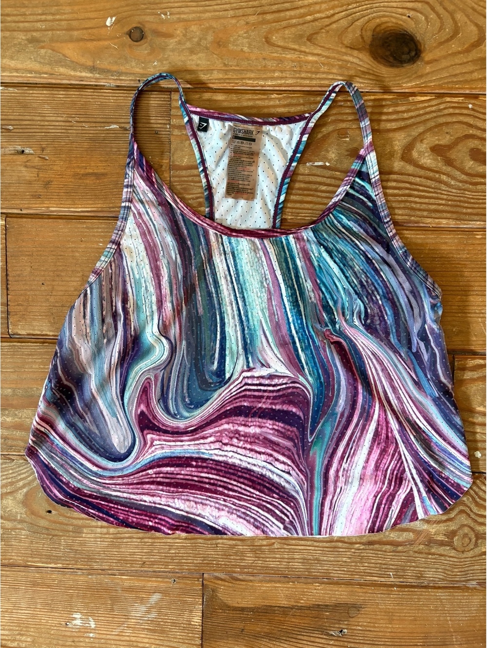 Gymshark Marble Print Longline Racerback Crop Top Size Small